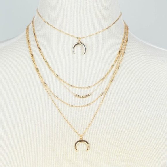 Aurelia Layered Necklace with Crescent Charms - Picture 2 of 2